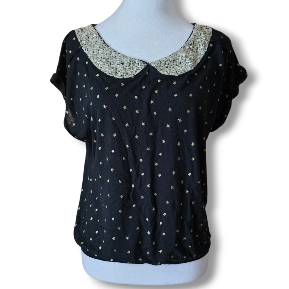 Y2K American Eagle Sequin Collar Top - Size S/P